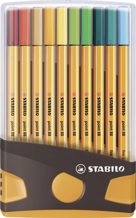 STABILO point 88 Color Parade schwarz/orange sortiert, 20er-Set, Kunststoffetui