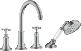 Hansgrohe Axor Montreux 4-Loch Fliesenrandarmatur mit Kreuzgriffen brushed chrome