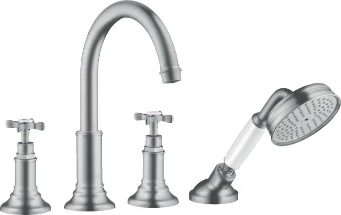 Hansgrohe Axor Montreux 4-Loch Fliesenrandarmatur mit Kreuzgriffen brushed chrome