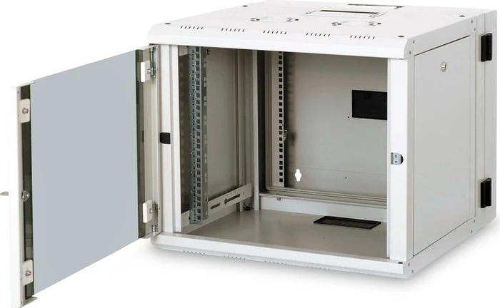 Digitus Professional Unique Serie Wandschrank 9HE, zweiteilig, schwenkbar, Sicherheitsglastür, IP2X, grau, 600mm tief