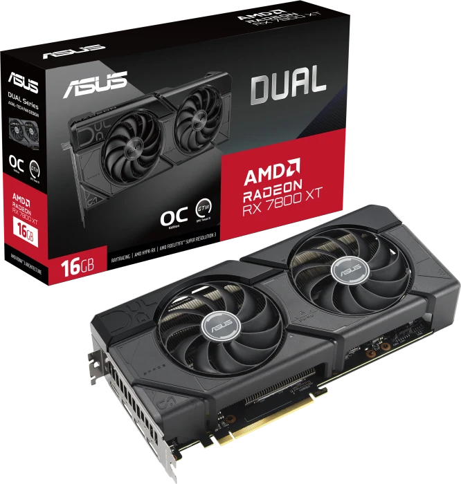 ASUS Dual Radeon RX 7800 XT OC, DUAL-RX7800XT-O16G, 16GB GDDR6, HDMI, 3x DP