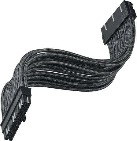 SilverStone PP07E Serie P07E-MBB, 24-Pin ATX Verlängerungskabel, 300mm, sleeved schwarz