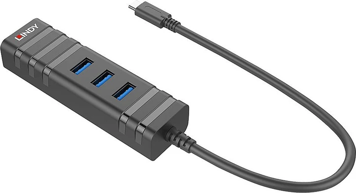 Lindy LAN-Adapter, USB-Hub, RJ-45, USB-C 3.0 [Stecker]