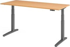 Hammerbacher Ergonomic Aktiv XBHM19 elektrisch höhenverstellbarer Sitz-Steh-Schreibtisch 180x80cm Buche/graphit