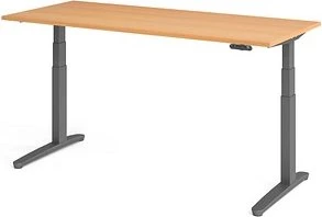 Hammerbacher Ergonomic Aktiv XBHM19 elektrisch höhenverstellbarer Sitz-Steh-Schreibtisch 180x80cm Buche/graphit