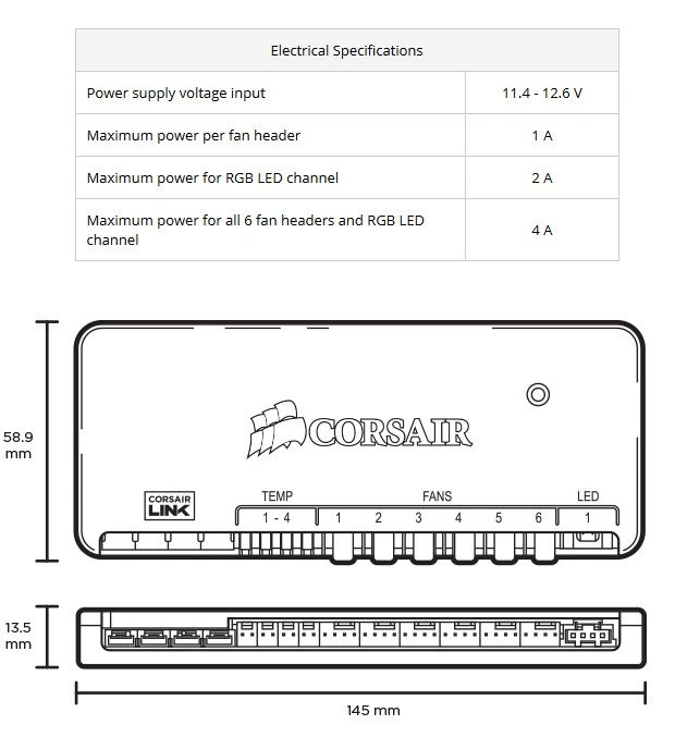 Corsair Commander Mini, Lüftersteuerung 6-Kanal