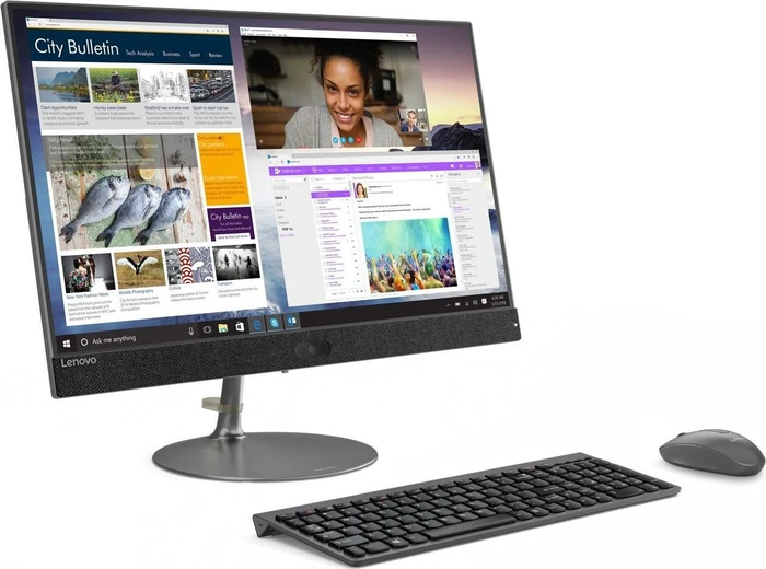 Lenovo IdeaCentre AIO 730S-24IKB, grau, Core i5-8250U, 8GB RAM, 128GB SSD, 1TB HDD, Radeon 530, PL