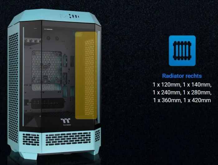 Thermaltake The Tower 300 Turquoise, türkis, Glasfenster