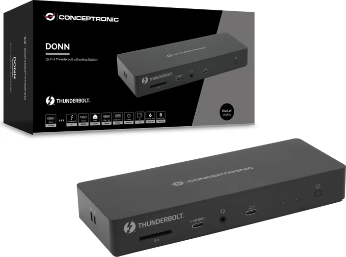 Conceptronic DONN30B 13-in-1 Dockingstation, Thunderbolt 4 / USB4 [Buchse]