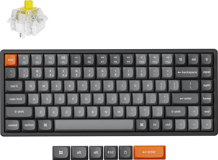 Keychron K2 Max, 75%, PBT, schwarz/grau, LEDs RGB, hot-swap, Keychron Super BANANA, USB/Bluetooth, US