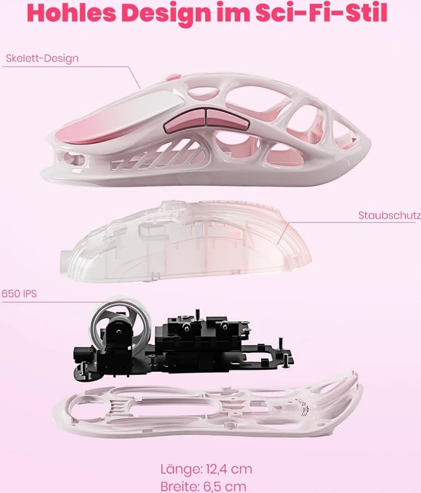 GravaStar Mercury M1 Pro Wireless Gaming Mouse, Special Edition Sakura Pink, USB/Bluetooth