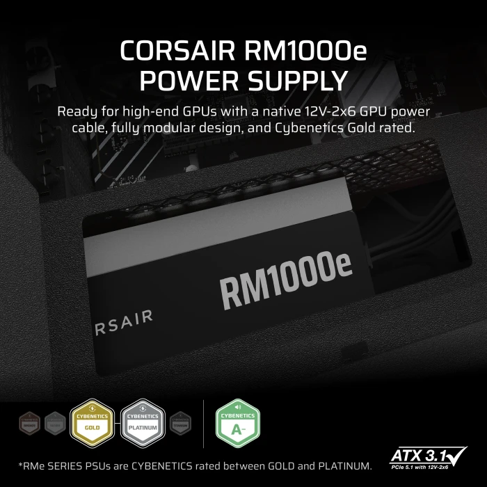Corsair RMe Series 2025 RM1000e 1000W, ATX 3.1