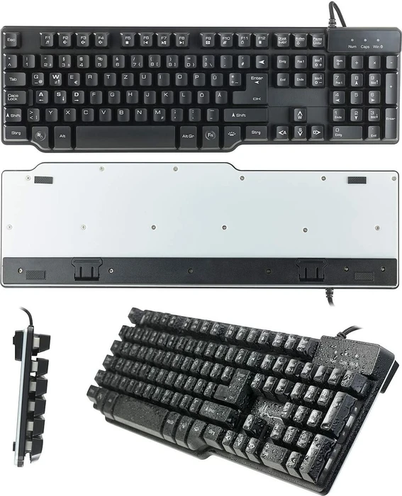 GeneralKeys Halbmechanische Gaming-Tastatur, schwarz, USB, DE
