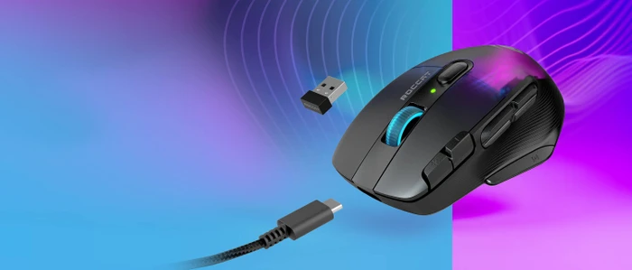 Roccat Kone XP Air mit Ladestation, Ash Black, USB/Bluetooth