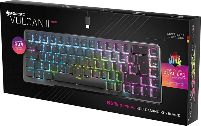 Roccat Vulcan II Mini, LEDs RGB, schwarz, TITAN II OPTICAL RED, USB, DE