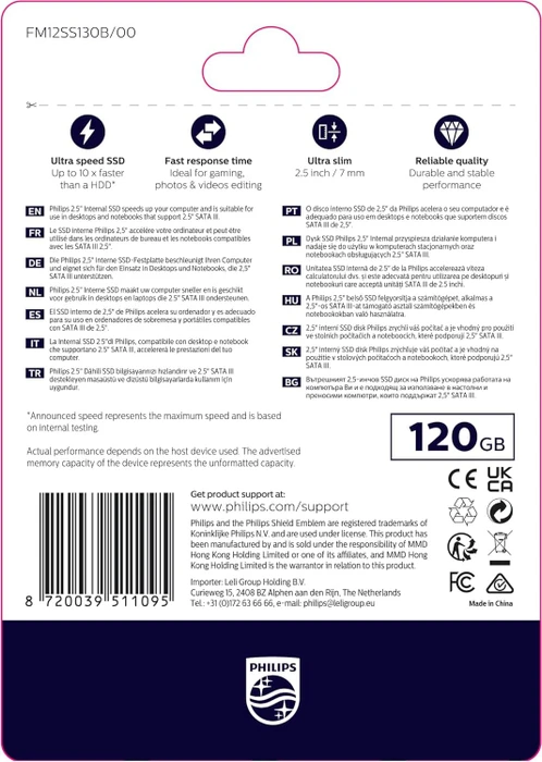 Philips S130 Ultra Speed Internal SSD 120GB, 2.5" / SATA 6Gb/s