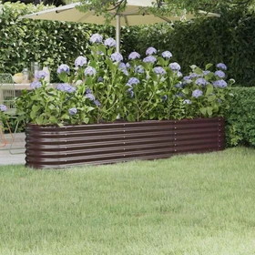 vidaXL Stahl Hochbeet oval 224x40cm braun