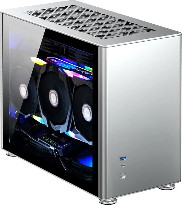 Jonsbo A4, silber, Glasfenster, Mini-ITX