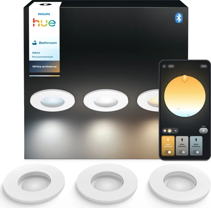 Philips Hue White Ambiance Adore Einbauleuchte weiß, 3 Stück