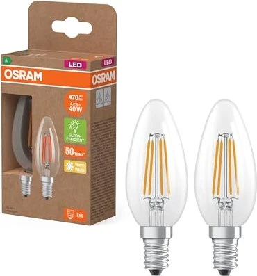 Osram Ledvance LED Classic B 40 2.2W/827 E14 klar, 2 Stück