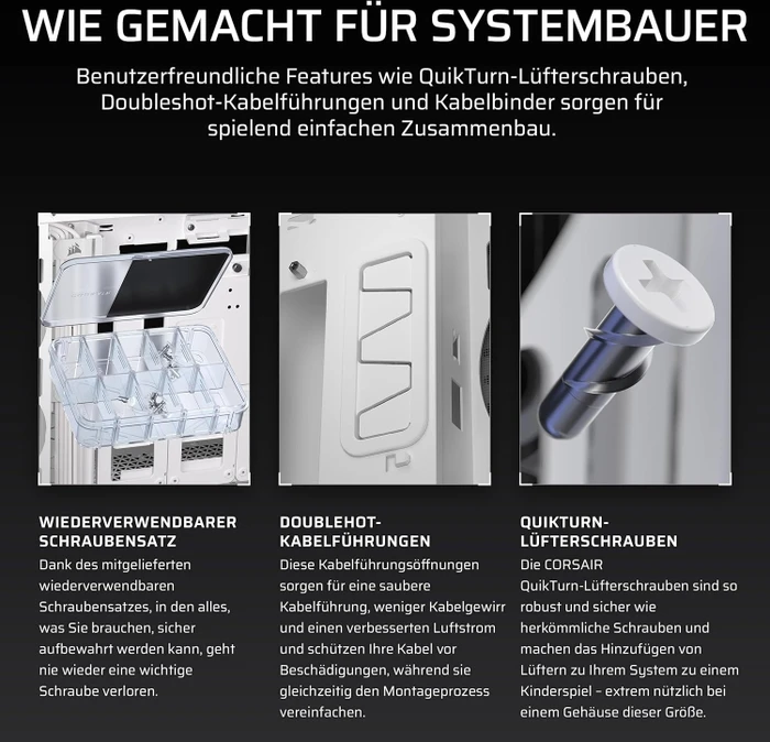 Corsair iCue 5000T TG, weiß, Glasfenster