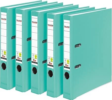 Falken Color Ordner 2-Ring PP, 50mm, A4, türkis, 5er-Pack
