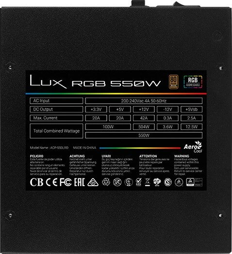 AeroCool Lux RGB 650W, ATX 2.4