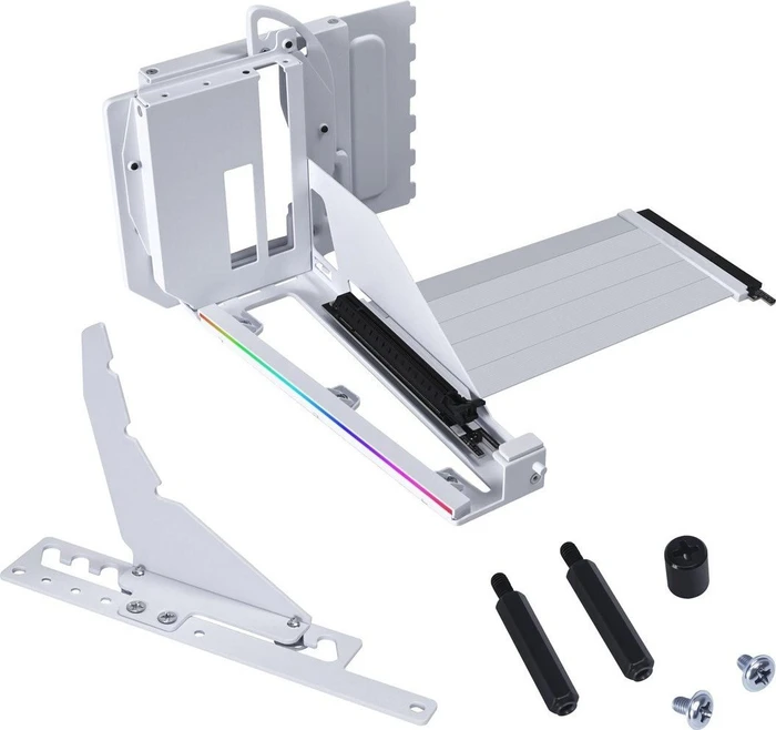 Lian Li Riser Card Vertical GPU Kit, inkl. PCI-Slot Blende für Lian Li, gewinkelt, PCIe 5.0, 200mm, weiß