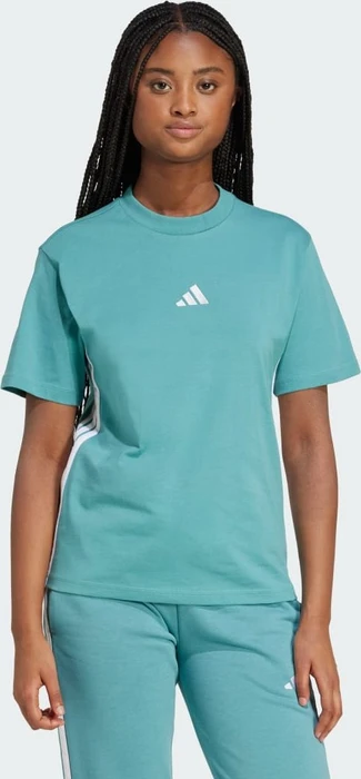 adidas Essentials 3-Streifen Cotton T-Shirt kurzarm powder teal/white (Damen)