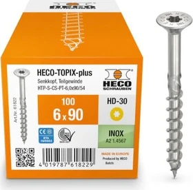 HECO TOPIX-plus Edelstahl A2 Torx T30 Holzschraube, 6x90mm, 100 Stück