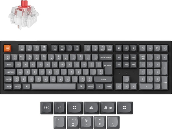 Keychron K10 Max, schwarz/grau, LEDs RGB, Keychron Super RED, USB/Bluetooth, UK