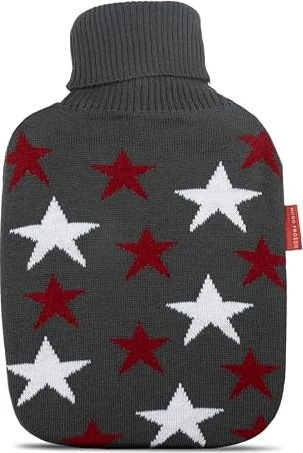 Hugo Frosch Klassik Strickbezug Wärmflasche sterne bordeaux
