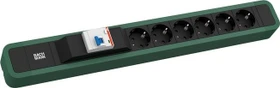 Bachmann Primo 2, 6-fach, FI-Schutzschalter, 2m, grün/schwarz