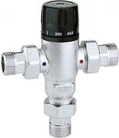 Caleffi Thermomischer 3/4 Zoll mit Rückschlagventilen am Eingang chrom