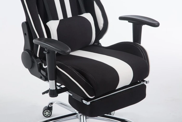 CLP Racing Limit Stoff Gamingstuhl mit Fußstütze, schwarz/weiß