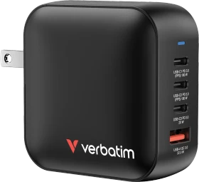 Verbatim 100W Mini-GaN-Ladegerät 4 Anschlüsse schwarz