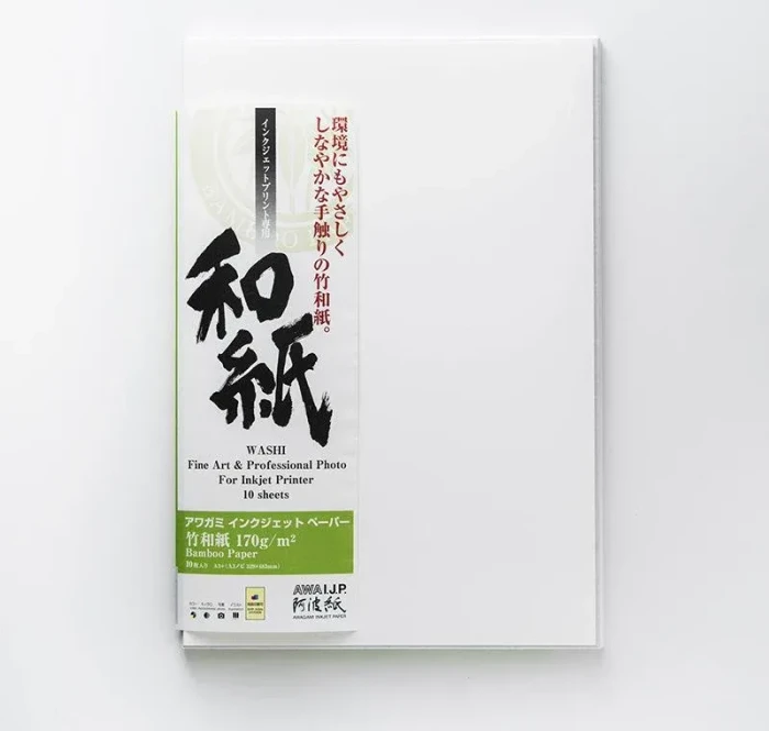 Awagami Bamboo Kunstdruckpapier matt naturweiß, A3, 170g/m², 10 Blatt