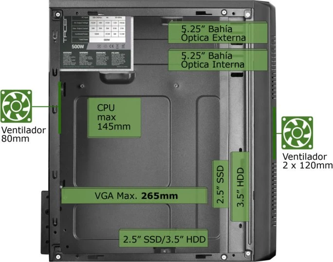 Tacens Anima ACM500, schwarz, 500W ATX