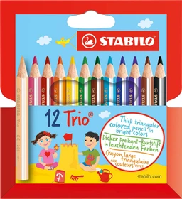 STABILO Trio thick and short Buntstift sortiert, Kartonbox, 12er-Set