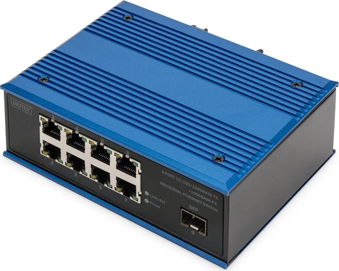 Digitus DN-65 Industrial Railmount Gigabit Switch, 8x RJ-45, 1x SFP