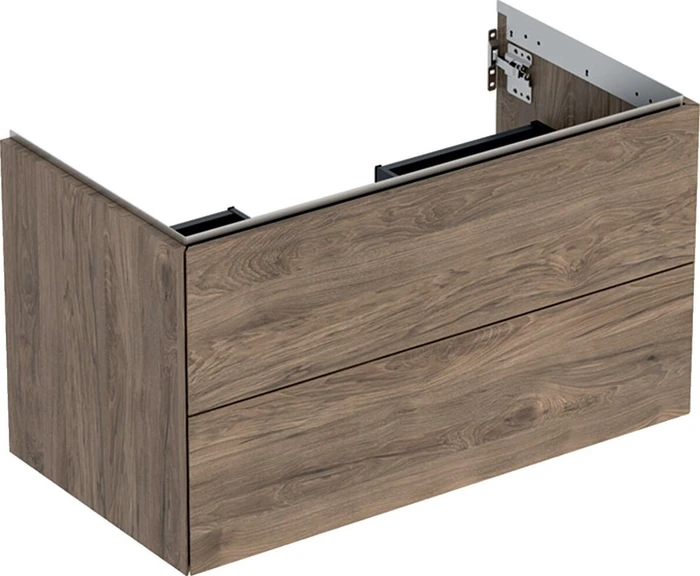Geberit ONE Unterschrank für Waschtisch, mit zwei Schubladen, 90cm, Nussbaum hickory/Melamin Holzstruktur