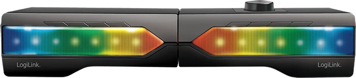 LogiLink Soundbar Mobile Con Luci RGB - Sistema Audio 2 In 1 Bluetooth 5.0, Ingresso AUX, Per PC, Smartphone E TV, Nero - 2