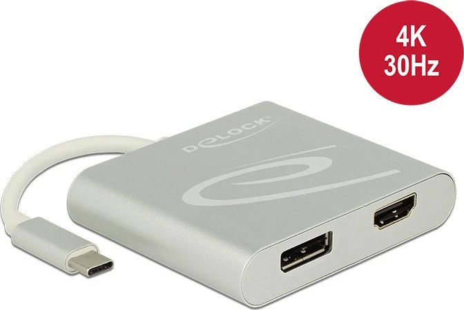DeLOCK USB-C auf HDMI/DisplayPort 4K 30Hz Splitter, 0.10m