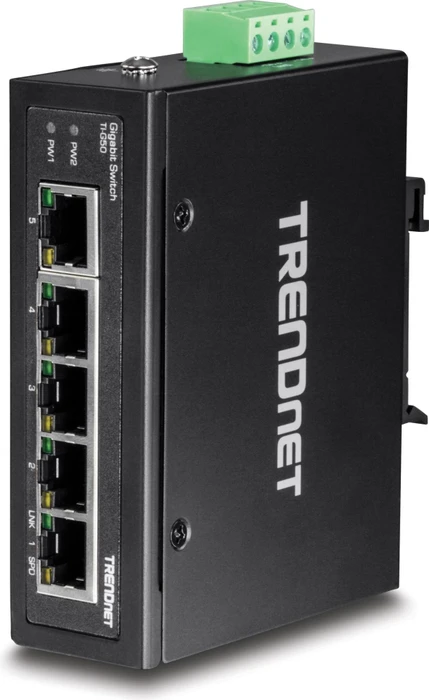 TRENDnet TI Hardened Industrial Railmount Gigabit Switch, 5x RJ-45