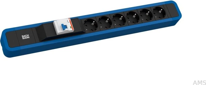 Bachmann Primo 2, 6-fach, FI-Schutzschalter, 2m, blau/schwarz