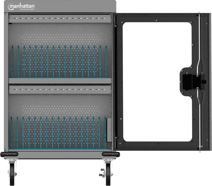 Manhattan 32-Port Mobiler Ladeschrank, Notebook, Tablet und Smartphone, 32 Geräte bis 16", versperrbar