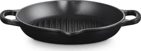 Le Creuset Grillpfanne aus Gusseisen hoch rund 25cm schwarz matt