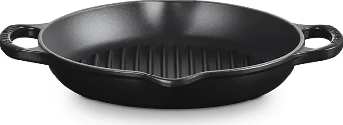Le Creuset Grillpfanne aus Gusseisen hoch rund 25cm schwarz matt