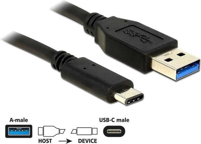 DeLOCK USB 3.1 Adapterkabel, USB-C 3.1 [Stecker]/USB-A 3.1 [Stecker] schwarz, 0.5m