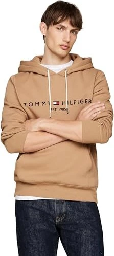 Tommy Hilfiger Hoodie mit Tunnelzug und aufgesticktem Logo Hoodie safari canvas (Herren)